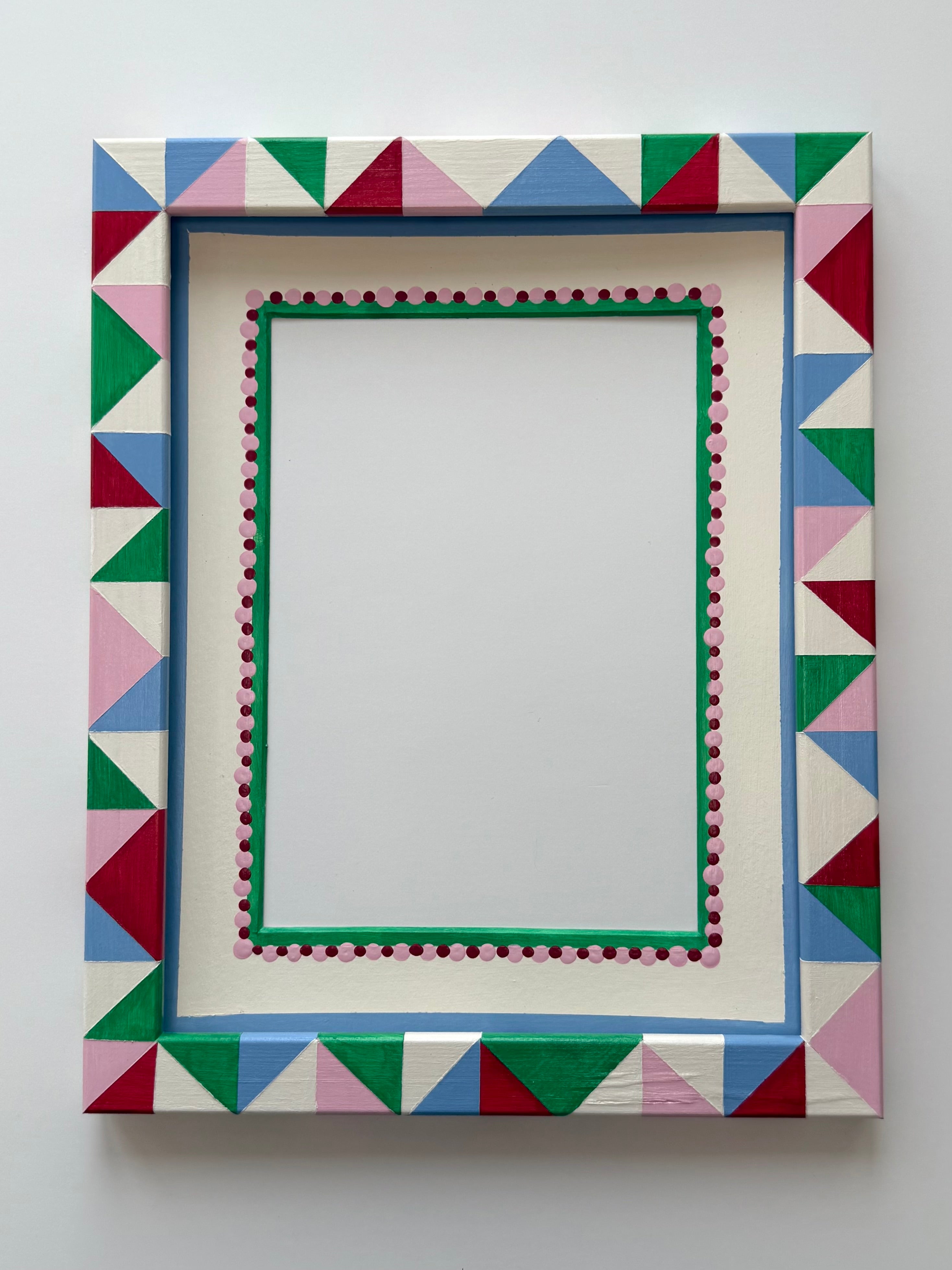 Multi Coloured Patchwork Frame with Multi Dot Mount