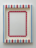 Blue and Red Stripe Frame with Red Scallop Mount
