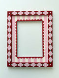 Red and Pink Diamond Frame with Pink Stripe and Red Scallop Mount