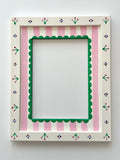 Flower Frame with Pink Stripe and Green Scallop Mount