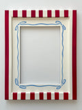 Red and White Stripe Frame with Blue Ribbon Mount