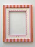 Pink and Orange Stripe Frame with Pink Scallop Mount