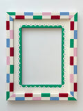 Multi Checkered Frame with Green Scallop Mount