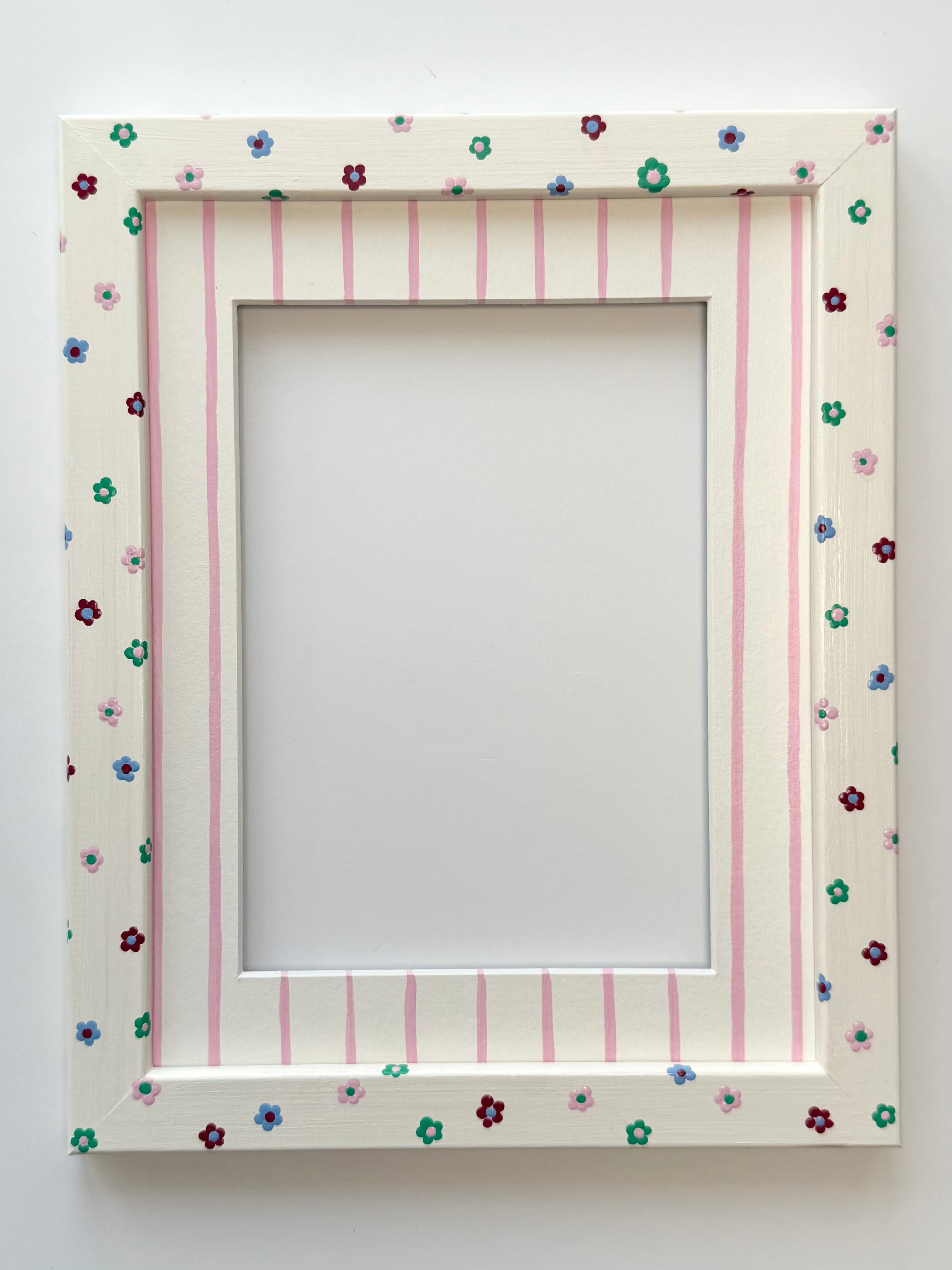 Flower Frame with Pink Thin Stripe Mount