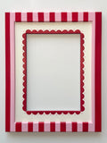 Red and Pink Stripe Frame with Red Scallop Mount