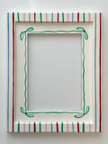Multi Thin Stripe Frame with Green Ribbon Mount