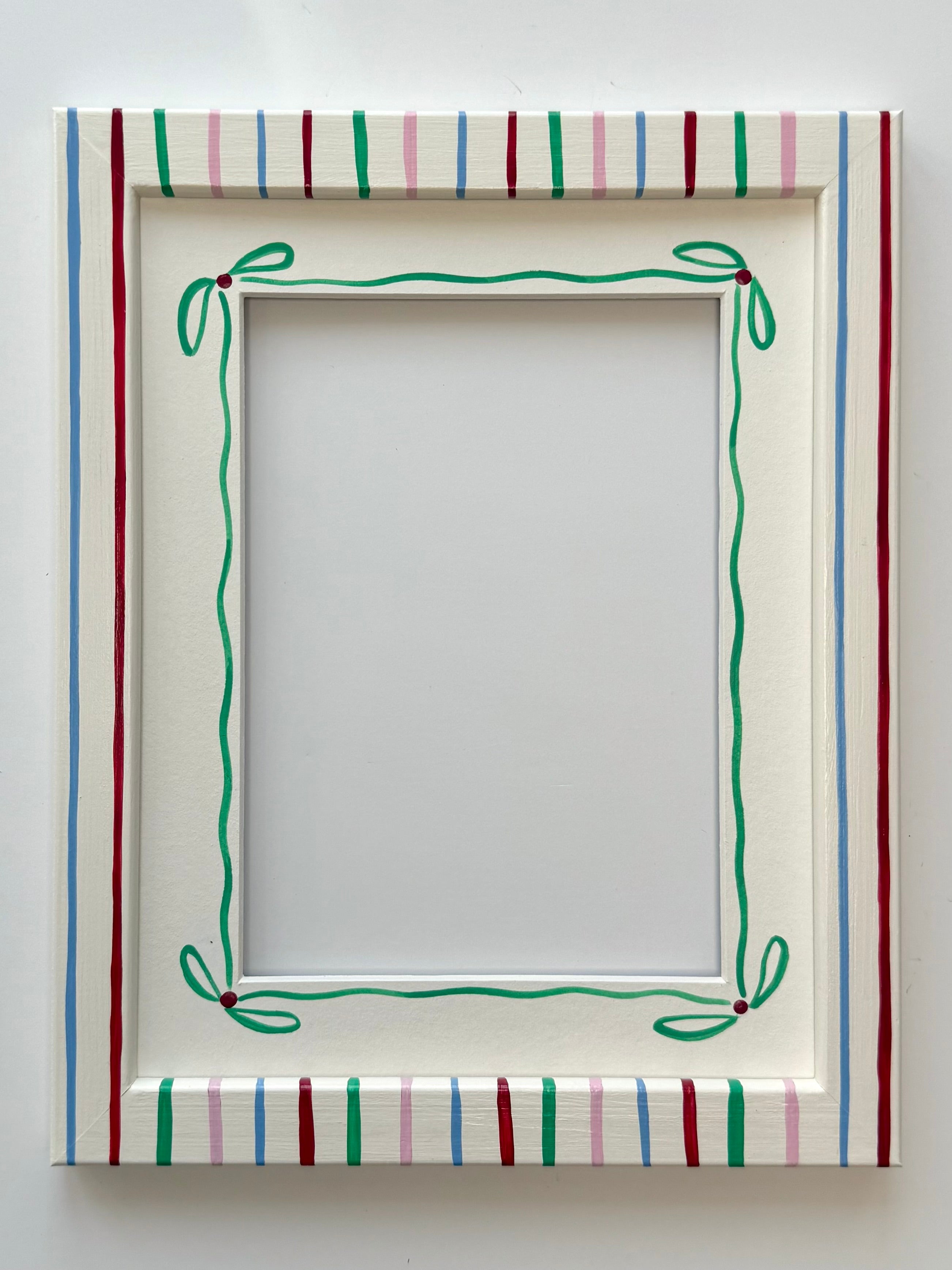 Multi Thin Stripe Frame with Green Ribbon Mount